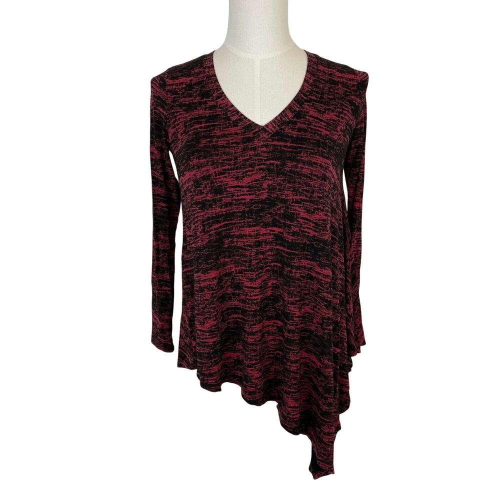 Alembika Tunic Top Asymmetric Hem Stretchy V-Neck Size 1 (US Small)